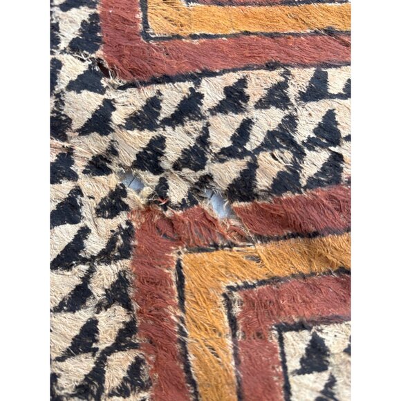 Vintage African Kuba Cloth Tapestry Wall Hanging With Geometric Patterns - Picture 11 of 16